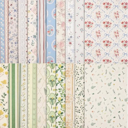 60 Sheets Scrapbook Paper 5.5×8.3 in Double Sided Floral - color: Retro Floral