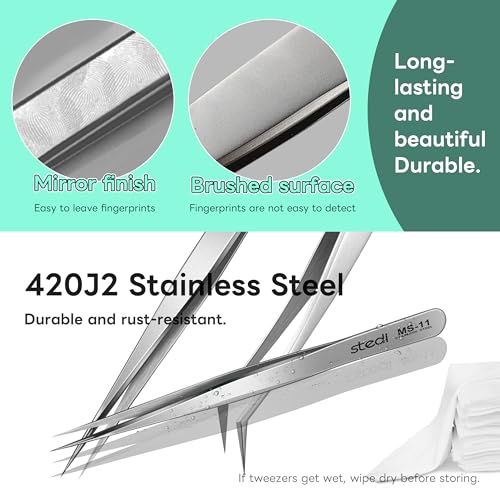 stedi 2PCS Precision Premium Tweezers Set, Model Hobby Making Tools - style: Straight tip & Curved Tip Tweezers
