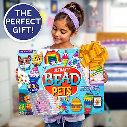 Made By Me Ultimate Bead Pets by Horizon Group USA, Bead Pets Crafts for Kids, Includes Over 1400 Beads, Cording, Keychains & Carabiner Clips, Design Templates, Storage Cases & More - style: Ultimate Bead Pets