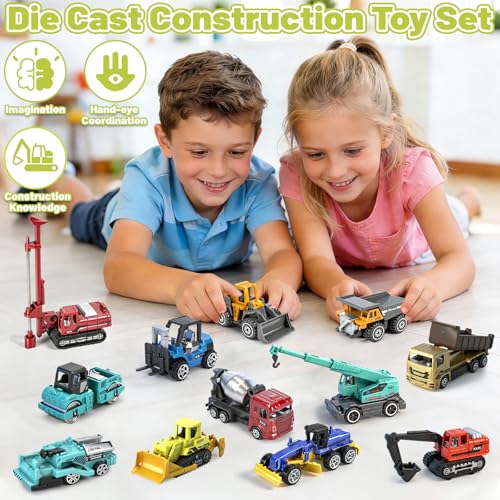 12 Pack Diecast Construction Toys, Mini Colorful Alloy Model Cars for Kids - color: Colorful