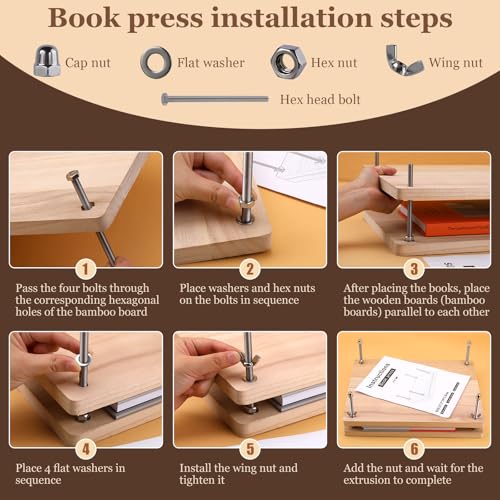 JUPEAN Book Binding Kits Bookbinding Kit Large Book Press 14.76x11.42 - size: 14.76"x11.42" Bookbinding Kit -3