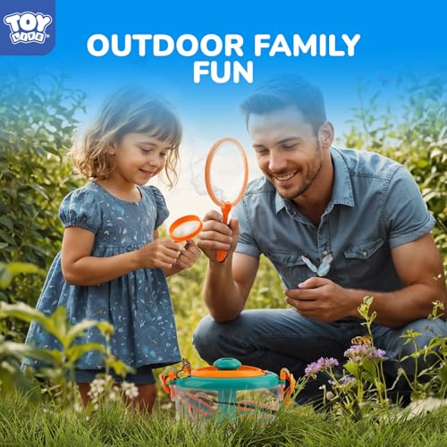 TOY Life Bug Catcher for Kids Outdoor Toys with Butterfly Net, Kids Binoculars, Magnifying Glass, Bug Habitat with Magnified Viewer & Bug Toys Tweezers, Insects Bug Catching Kit Outdoor Explorer Kit