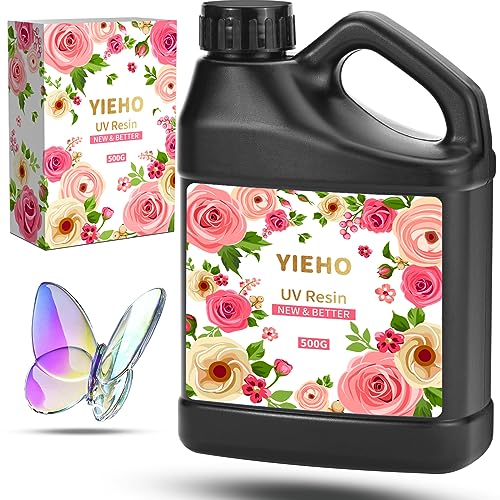 YIEHO UV Resin 500g -Bulk Upgraded Crystal Clear Hard UV Fast Curing Epoxy Resin Supplies for Craft Jewelry Making - size: 500g