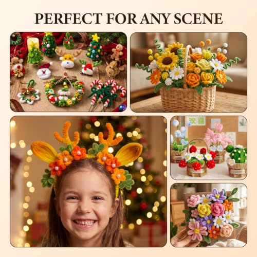 OcePor 1600Pcs Pipe Cleaner Flower Kit,26 Colors Pastel Pipe Cleaners Bulk - color: 26 Colors