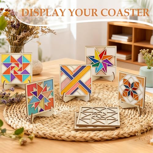 CollectHall Wooden Coasters Painting Kit with Wood Stand