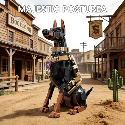 Doberman Pinscher Building Set 1376 Pieces Realistic Police Dog K9 Model Kit with Tactical Harness Large Sitting Animal Pet Construction Toy Guardian Statue Gift for Dog Lovers & Adults - color: Doberman Pinscher