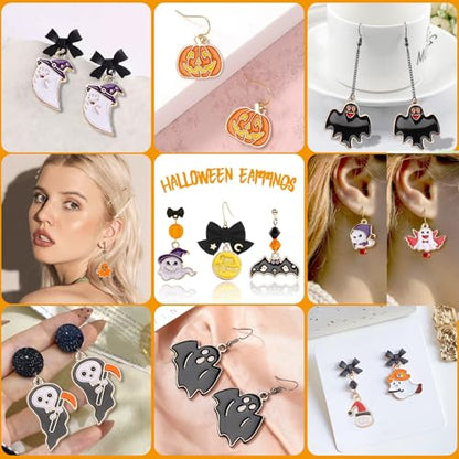 SANNIX 110Pcs 55 Pairs Halloween Charms Bulk Gold Enamel Jewelry Pendants - style: Halloween Charms-55 Pairs