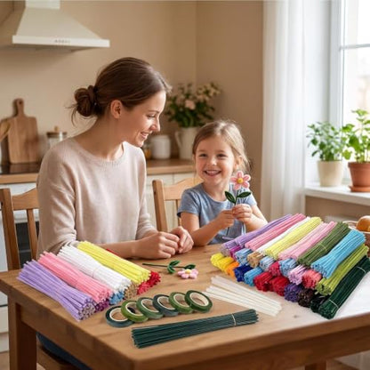 3050 Pcs Pipe Cleaner Flower Kit, Complete DIY Flower Bouquet Making Kit, - color: Colour3000