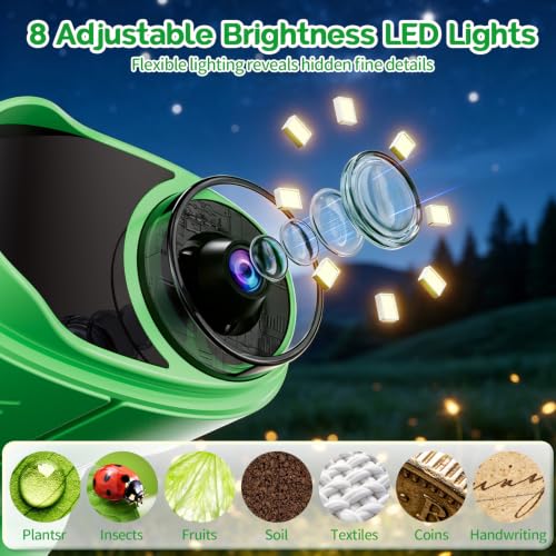WINWEND Handheld Kids Microscope 1000X Pocket Microscope for Photo and Video Portable Science Kits STEM Toys – Christmas/Birthday Gifts for Girls & Boys Ages 3-12 - color: Green