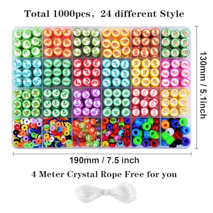 1000PCS Dinosaur Polymer Clay Beads Bracelet Making kit, 24 Style Cute Fun Beads Beads Charms for Jewelry Necklace Earring Making DIY Accessories for Women Girls - color: E1#Style 4
