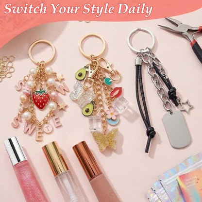 Lemosyu 271Pcs Charms Lip Gloss Keychain Making Kit for DIY Craft, Gifts - size: 271 Pcs Kit