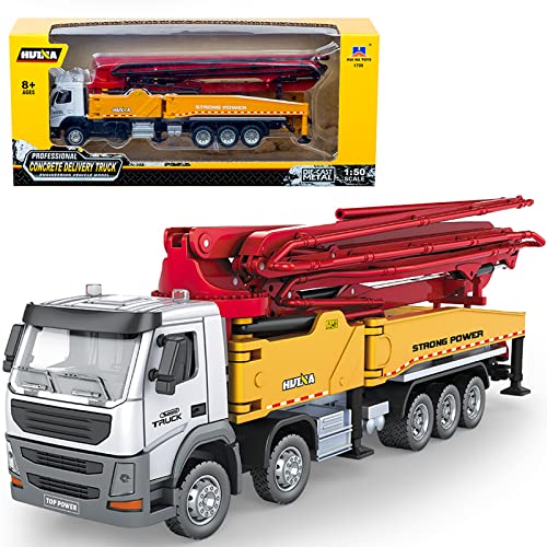 Concrete Pump Truck Construction Vehicles Toys,1:50 Scale Diecast Site Concrete Pump Truck, Toy Trucks for Kids - color: 1709