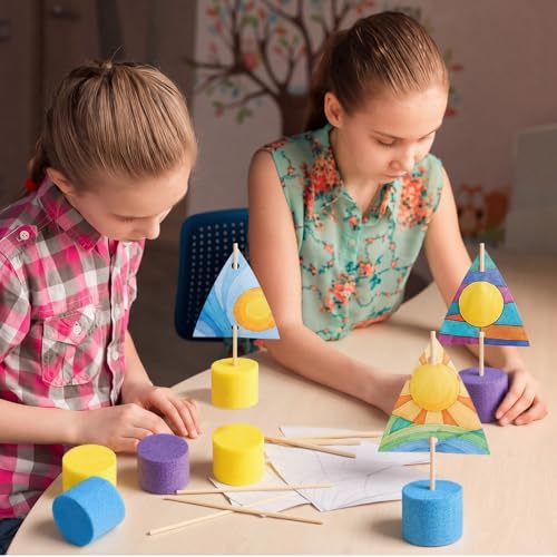 Soulchen 36 Pcs DIY Boat Craft Kit Coloring Paper Craft Kit DIY Paper Sailboat Crafts Set with Foam Noodles Dowels for Summer Activities Camp Birthday Carnival Party Gifts