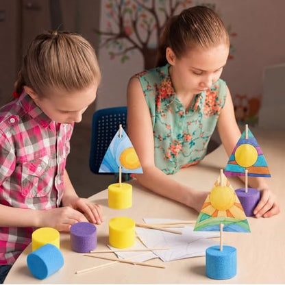 Soulchen 36 Pcs DIY Boat Craft Kit Coloring Paper Craft Kit DIY Paper Sailboat Crafts Set with Foam Noodles Dowels for Summer Activities Camp Birthday Carnival Party Gifts