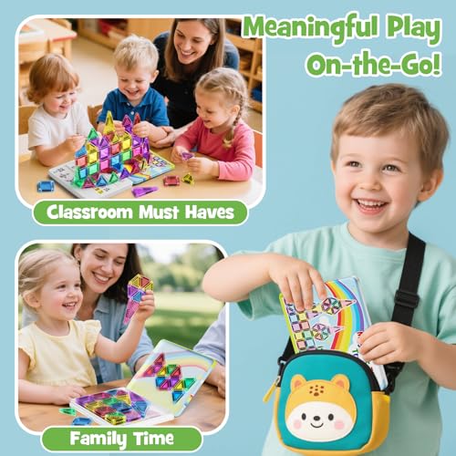 Magnetic Tiles Travel Set Toddlers: 42PCS Mini Building Blocks for Planes - style: Magnetic Tiles Travel Construction Set - 42PCS