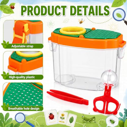 Halloscume 20 Set Bug Catcher for Kids Bug Viewer and Insects Tweezer for Students, Critter Catching Kit Magnifying Insect Cage Container Kit for Kids Outdoor Science Nature Exploration