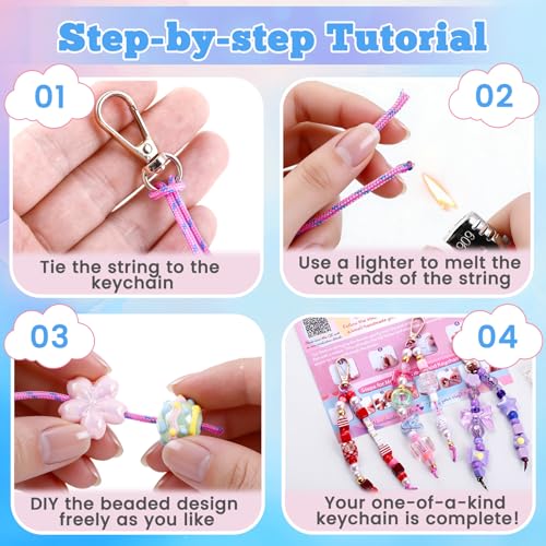 TOHONGADON 1227 PCS Beaded Keychain Making Kit for Women,DIY Bag Charm Kits - color: 1227 PCS Beads