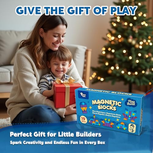 Pairez Toys Magnetic Blocks, Large 1.65 inch Stacking Blocks for Kids - color: 19 Pieces