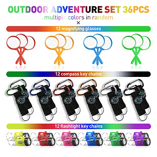 PROLOSO Nature Exploration Kit Outdoor Games Party Favors Toys for Kids Perfect for Adventure Theme Parties, Explorer, Camping, Hikes, Scouts 36 Pack