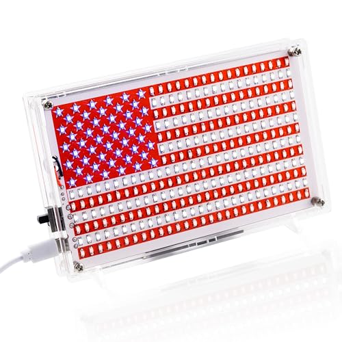 DIY Soldering Project Kit, American Flag 0.3x0.5 Ft DIY SMD Soldering Practice Kit Electronics Learning with Acrylic shell
