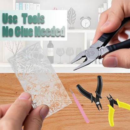 3D Metal Puzzles for Adults,Sliver Butterfly Model Design,Glitter Cute Insects Animals Puzzles Metal Building Kits,Brain Teaser DIY Creative Ornament Sets Need Assembly Home Decor (HD-6)