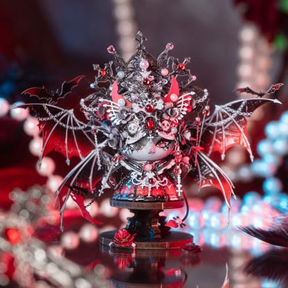 MU 3D Metal Puzzles for Adults Magnetic Interchangeable Cat Head Puzzle Vampire Dark Queen Kitty with 2 Base, Spooky Puzzle Metal Models Kits Building, DIY Sets Cat Lover Owner Gifts Collectibles - style: Vampire Queen