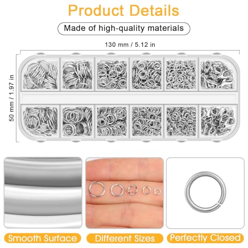 Anezus 1200PCS Jump Rings for Jewelry Making Kit, Jump Rings and Necklace Clasps with Jump Ring Pliers Tools for Jewelry Making Supplies and Necklace Repair (Silver) - color: Silver