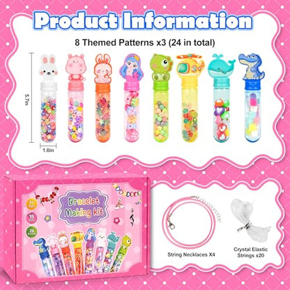 Ulema 24Pack Bracelet Wands,Charm Bracelet Jewelry Making Kit,Arts Crafts for Kids, Party Favors Return Gifts Birthday Gifts for Girls Friendship Bracelet Kit Goodie Bags.