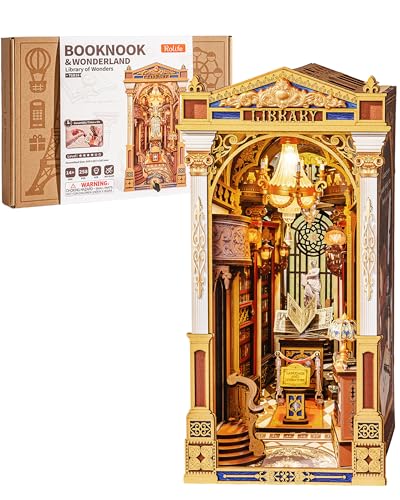 Rolife Book Nook Kit Baroque Library Snap-Fit 3D Wooden Puzzles for Adults - color: Library of Wonders