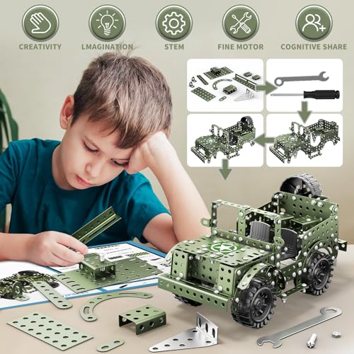 Lucky Doug STEM Building Projects Model Truck Set - Building Toys for Kids Ages 8-12, Assembly Science Army Toys for Boys 8 9 10 11 Years Old - style: 8804