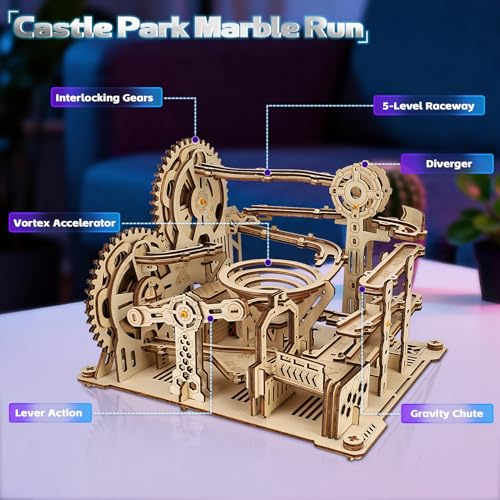Upgraded Motorized 3D Wooden Puzzles for Adults Marble Run Set, 236-Piece Mechanical Model Kit, STEM Building Project & Unique Gift for Men, Women, Teens, Christmas Birthday Gift