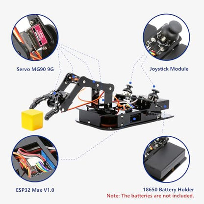 ACEBOTT 4 DOF ESP32 Robotic Arm Kit for Kids 8-12, Robotics Kit App Remote Control Robot Toys Compatible with Arduino, STEM Educational DIY Robot Arm Kit Gift for Teenagers & Adults
