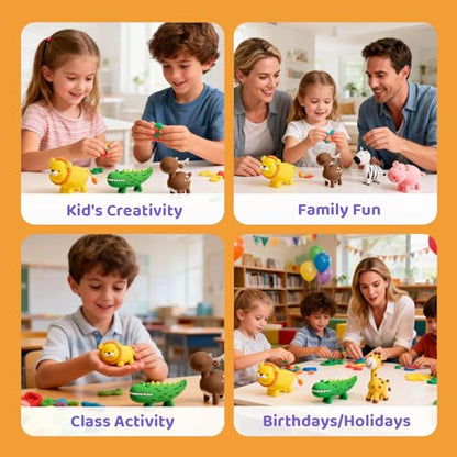 Both idea Air Dry Clay Kit Air Clay Kit Air Dry Clay Kits for Kids Air Clay Craft Clay Set Molding Foam Soft Air Dough Clay Craft for Classroom DIY Projects Brthday Gifts Party - style: Wild Kingdom