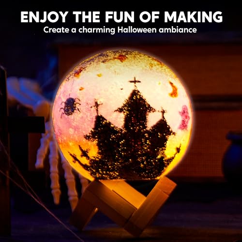 Klever Kits DIY 3D Moon Night Light, Paint Your Own Moon Lamp Kit Galaxy Lamp Arts and Crafts Kit, School Activities, Birthday Gifts for Kids Girls Boys - style: Moon