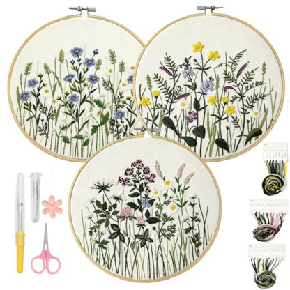 Embroidery Kit for Beginners Learn 7 Common Stitches Step-by-Step Video - color: 7 Common Stitches
