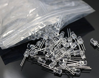 100pcs 5mm Yellow LED Emitting Diodes Lights, Clear - color: E)yellow