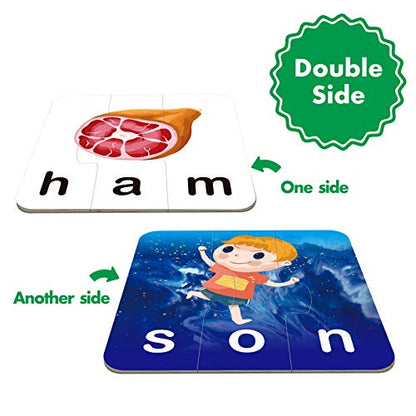 72 Word Spelling Puzzles with Error-Correction Mechanism in 3 Pieces, Perfect for Preschool Learning (36 Block Double Sided) - style: 36 Blocks Double Sided-B