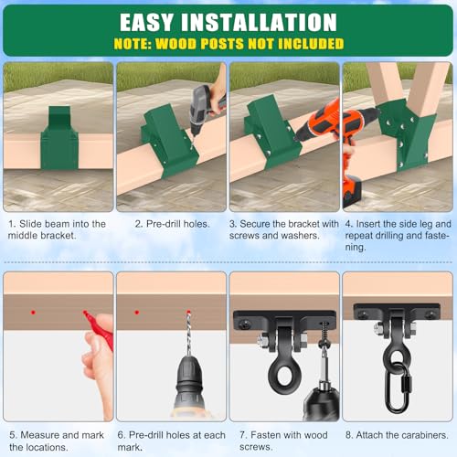 BeneLabel A-Frame Middle Swing Set Brackets with Swing Hangers Heavy Duty Swing Set Hardware DIY Swingset Brackets with Mounting Screw Playset Brackets Kit for 1 (4x6) Beam & 2 (4x4) Legs - color: Middle Bracket With Black Swing Hanger