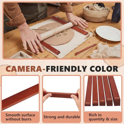 Sasylvia 10 Pcs Clay Pottery Rolling Pin Guides,5 Size,Reddish Brown - color: Reddish Brown, size: 5 Size Standard