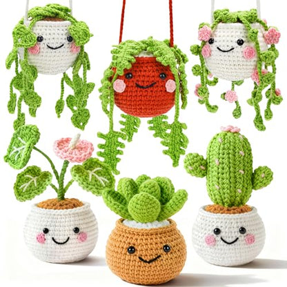 Joyclub Crochet Kit for Beginners 6 Fake Plants with Video for Adults - color: Colorful Plant