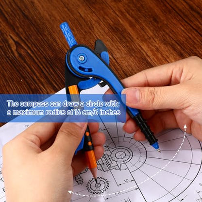 Zonon 2 Pcs Protractor and Compass Set, Swing Arm Protractor, Deep Blue - color: Deep Blue