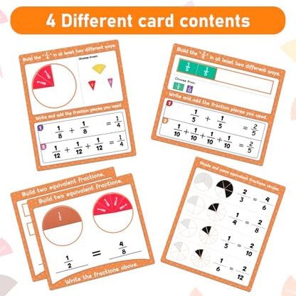 abcxgood Magnetic Fraction Tiles & Fraction Circles Activity Set Montessori Magnetic Book Fraction Puzzle for Children Math Manipulatives for Elementary School Students Homeschool Supplies Grade