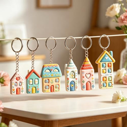 6 Pcs Cute House Polymer Clay Cutters Set - Charming Home Shapes Clay Cutters for Polymer Clay Jewelry Making, Perfect Housewarming Gift - color: New home
