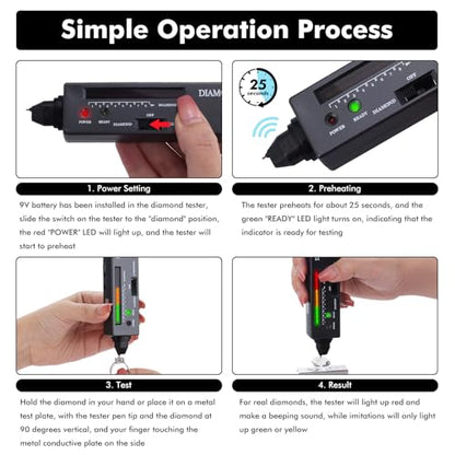 Valkynos Professional Diamond Tester Pen with 365nm UV Light & Thermal Sensor – Fast 0.5s Detection, Portable Gem Checker for Novice & Experts – Battery Included - size: Diamond Tester
