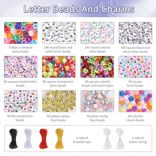 Quefe 84 Colors 4900pcs Kandi Bead Pony Beads Kandi Bracelet Kit - color: B-84 colors