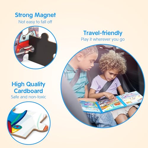 SYNARRY Air Land Sea Vehicles Magnetic Puzzle for Kids Ages 3-5 - style: Transport