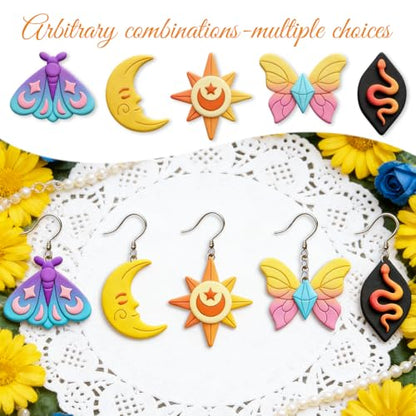 ORIGACH 15 Pcs Mystic Divination Theme Polymer Clay Cutters Set Sun Moon Star Butterfly Shape Earring Clay Cutter DIY Craft Supplies for Earring and Jewelry Making - style: Mystic Divination