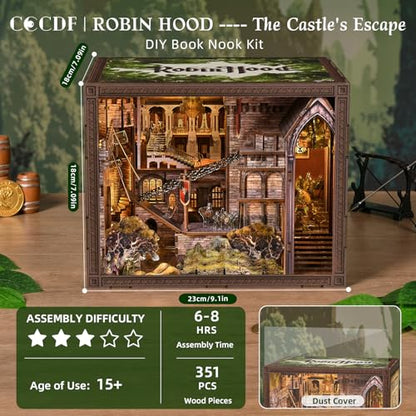 Robin Hood Book Nook Kit, DIY Miniature House Dollhouse Kit - color: Robin Hood - the Castle's Escape