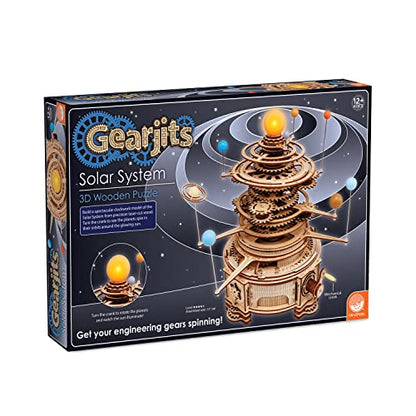 MindWare Gearjits: Solar System – Wooden 3D Building Puzzle for Teens & Adults – DIY Solar System Model – Fun for Parents Too! – Great STEAM Gifts for Ages 12+