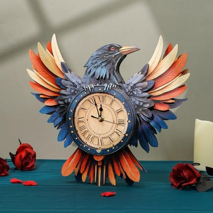 KAAYEE 3D Puzzles for Adults Raven Clock Crow Bird Wooden Puzzle DIY Craft - color: Raven Clock